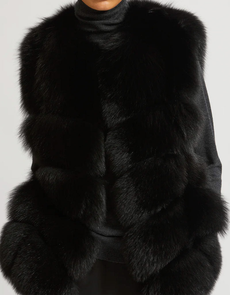 Gilet Fourrure Mila Noir - Lasourcedustyle