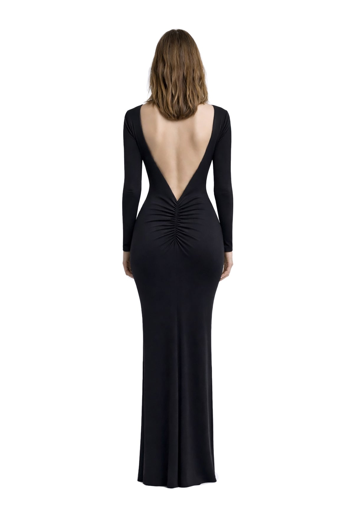 Robe Irina — noire longue à dos ouvert