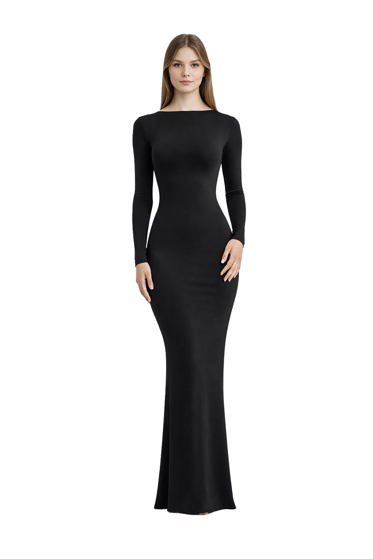Robe Irina — noire longue à dos ouvert